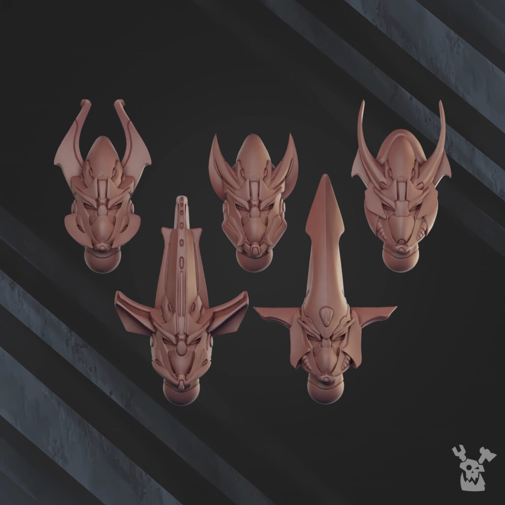 Eldar Shadow Blade Squad, proxy miniature, 28mm heroic scale unpainted resin, view 4