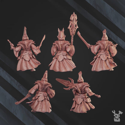Eldar Shadow Casters Squad, proxy miniature, 28mm heroic scale unpainted resin, view 2
