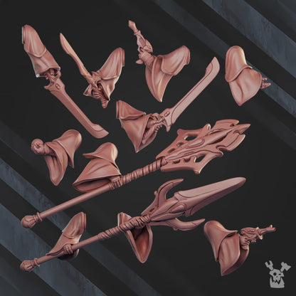 Eldar Shadow Casters Squad, proxy miniature, 28mm heroic scale unpainted resin, view 6
