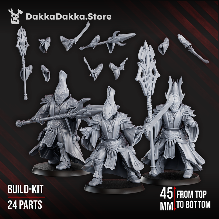 Eldar Shadow Casters Squad, proxy miniature, 28mm heroic scale unpainted resin, view 7