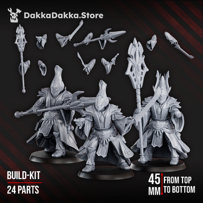 Eldar Shadow Casters Squad, proxy miniature, 28mm heroic scale unpainted resin, view 7