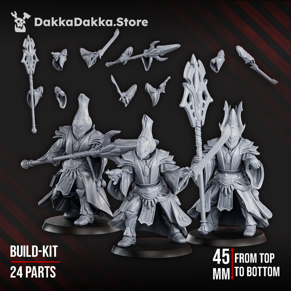 Eldar Shadow Casters Squad, proxy miniature, 28mm heroic scale unpainted resin, view 8