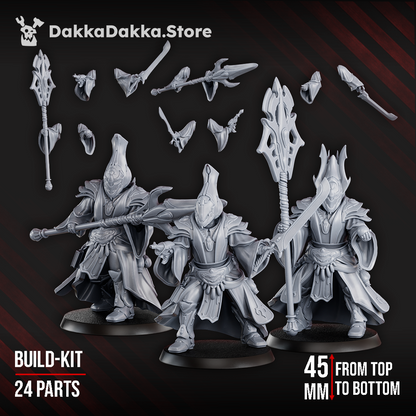 Eldar Shadow Casters Squad, proxy miniature, 28mm heroic scale unpainted resin, view 8