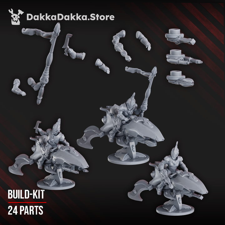 Eldar Super Nova Spear Riders, proxy miniature, vehicle, 28mm heroic scale unpainted resin, view 5