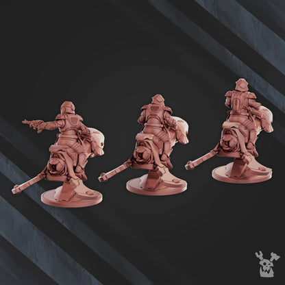 Eldar The Cometriders Team, proxy miniature, squad, 28mm heroic scale unpainted resin, view 7