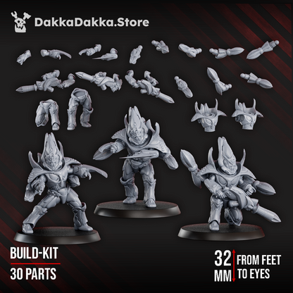 Eldar Web Jumper Squad, proxy miniature, 28mm heroic scale unpainted resin, view 7
