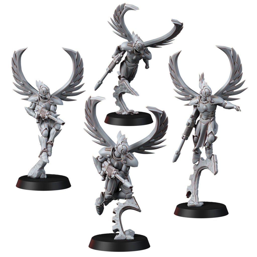 Eldar Falcon Squad, proxy miniature, 28mm heroic scale unpainted resin