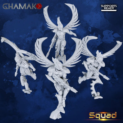 Eldar Falcon Squad, proxy miniature, 28mm heroic scale unpainted resin, view 2