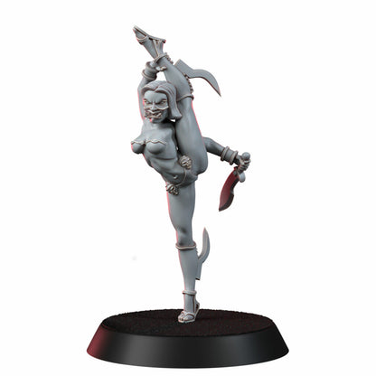 Eldar Futuristic Space Dark Elves Witches Squad, proxy miniature, 28mm heroic scale unpainted resin, view 3