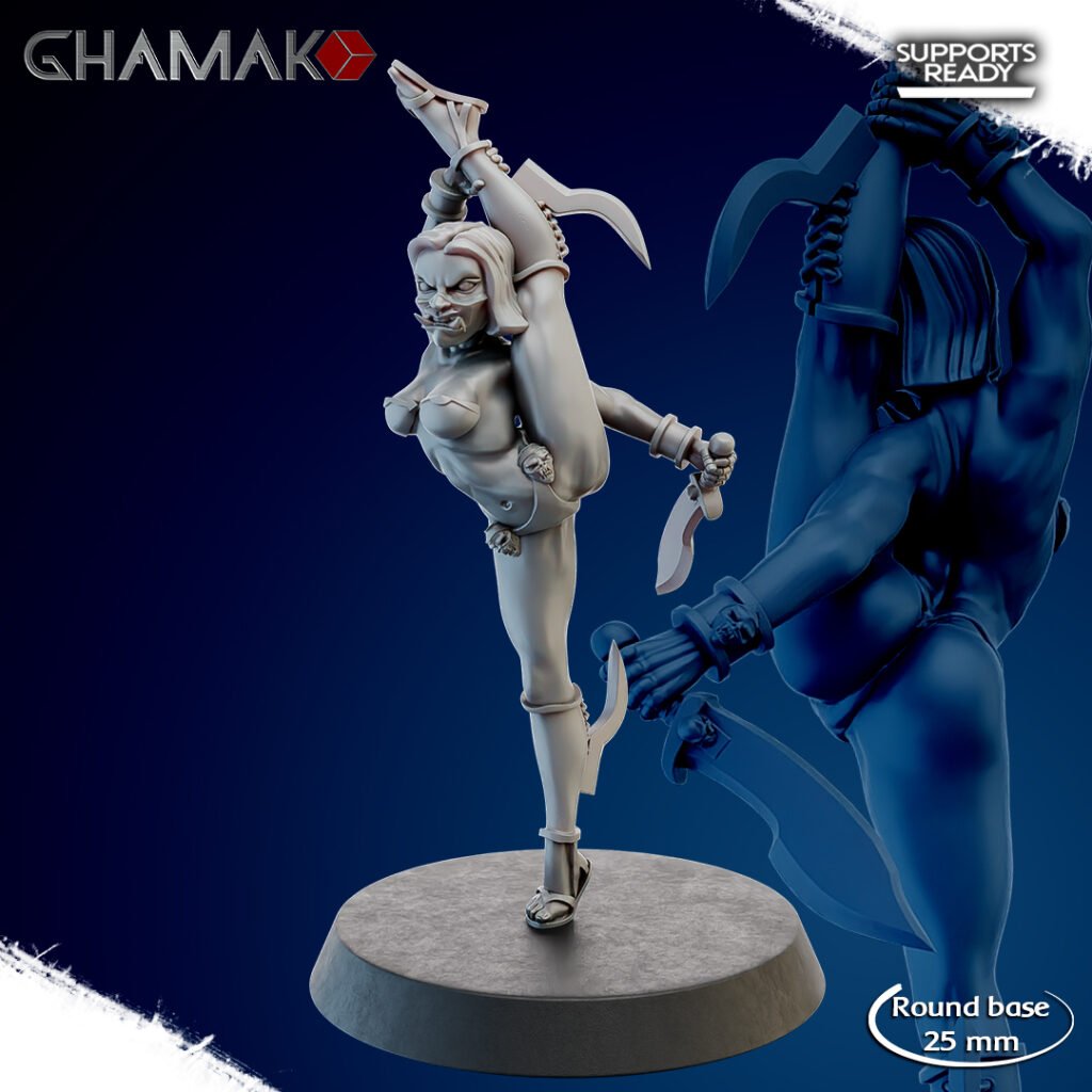 Eldar Futuristic Space Dark Elves Witches Squad, proxy miniature, 28mm heroic scale unpainted resin, view 4