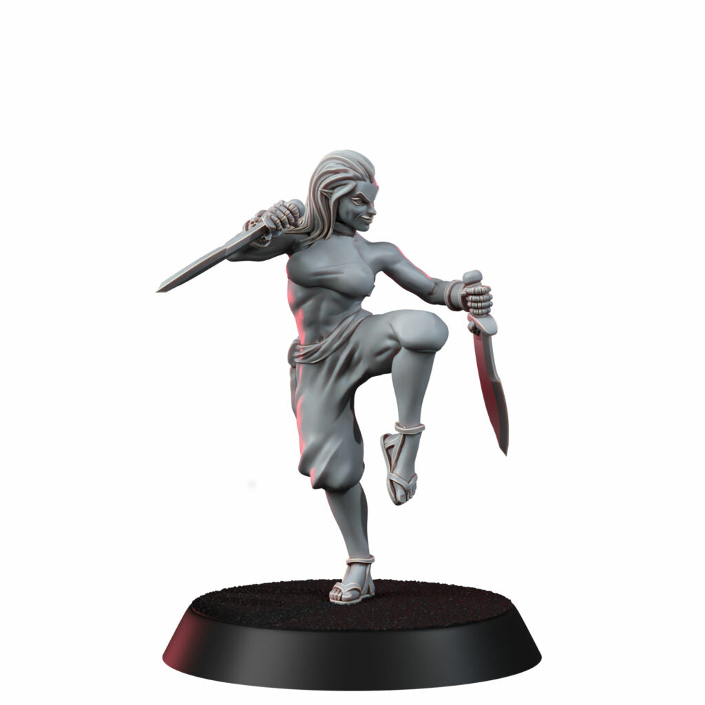 Eldar Futuristic Space Dark Elves Witches Squad, proxy miniature, 28mm heroic scale unpainted resin, view 5
