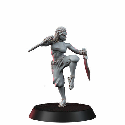 Eldar Futuristic Space Dark Elves Witches Squad, proxy miniature, 28mm heroic scale unpainted resin, view 5