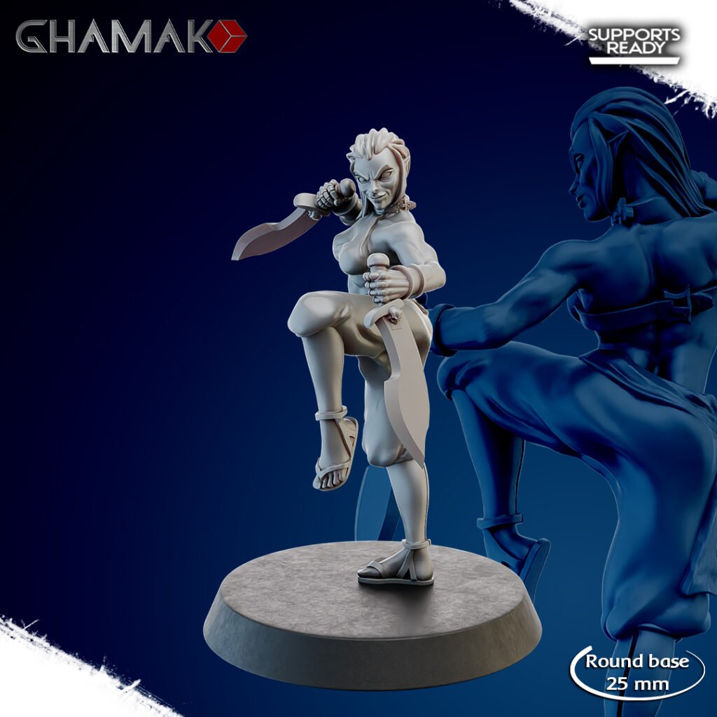 Eldar Futuristic Space Dark Elves Witches Squad, proxy miniature, 28mm heroic scale unpainted resin, view 6