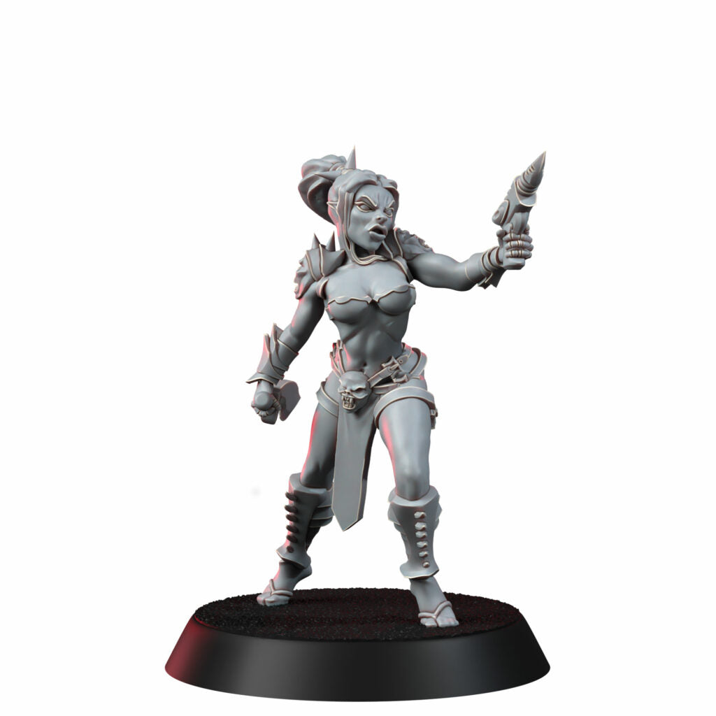 Eldar Futuristic Space Dark Elves Witches Squad, proxy miniature, 28mm heroic scale unpainted resin, view 7