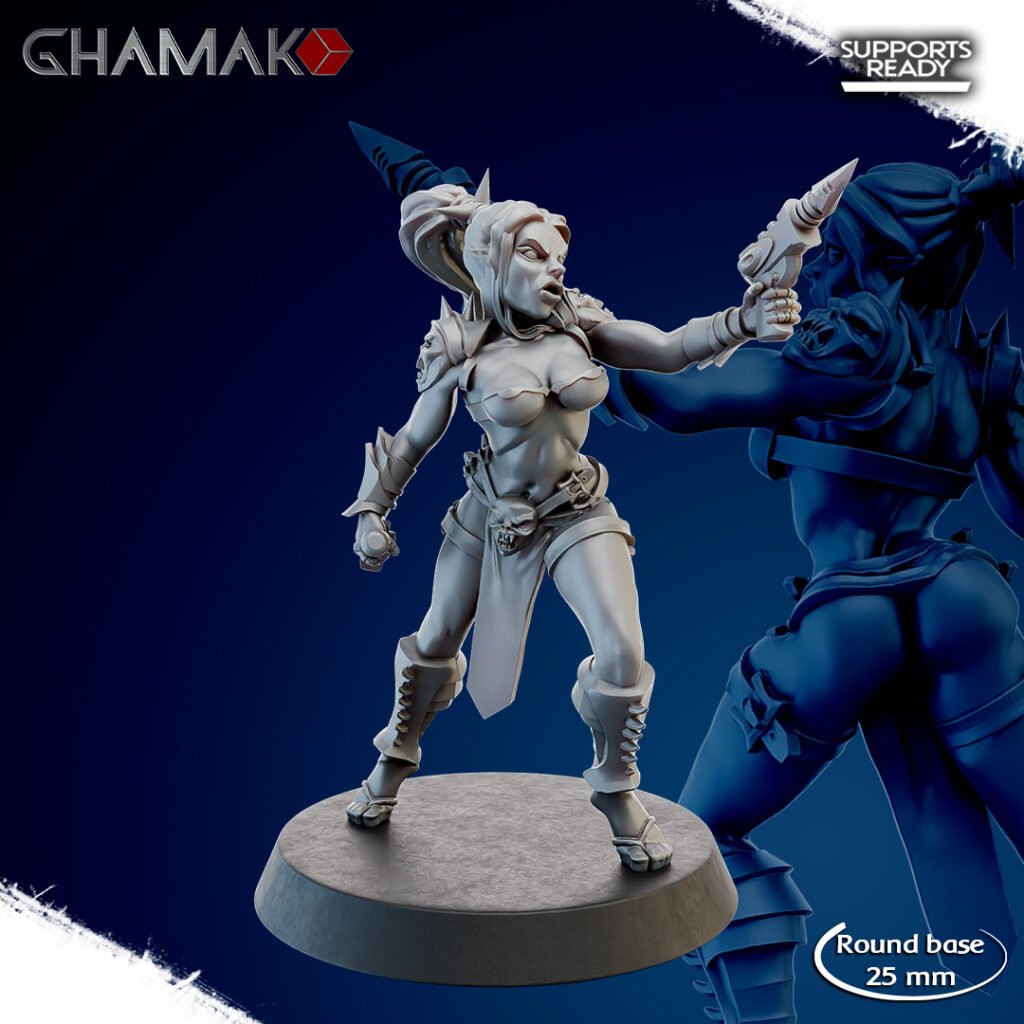 Eldar Futuristic Space Dark Elves Witches Squad, proxy miniature, 28mm heroic scale unpainted resin, view 8