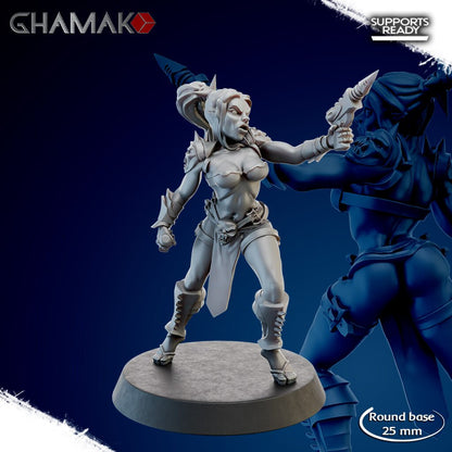 Eldar Futuristic Space Dark Elves Witches Squad, proxy miniature, 28mm heroic scale unpainted resin, view 8