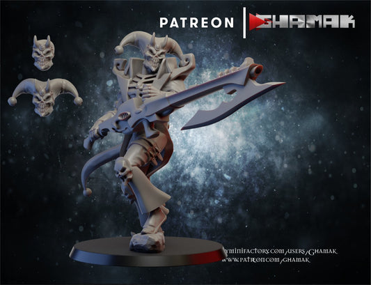 Eldar Harlequin Dark Jester, proxy miniature, 28mm heroic scale unpainted resin