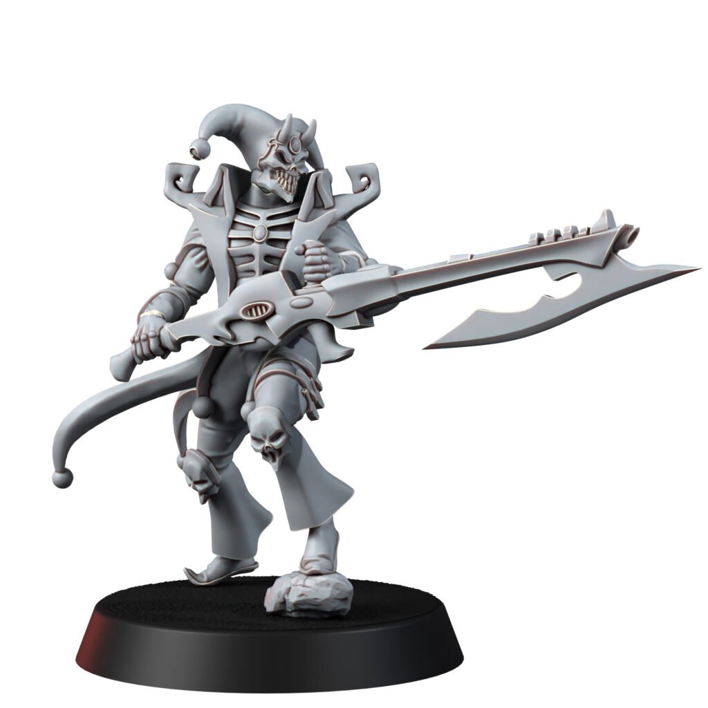 Eldar Harlequin Squad, proxy miniature, 28mm heroic scale unpainted resin, view 2