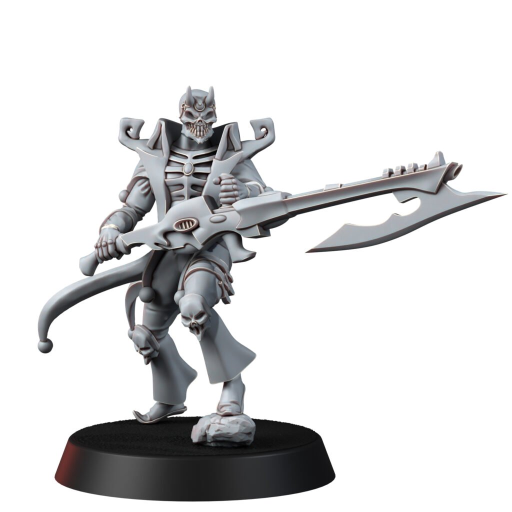 Eldar Harlequin Squad, proxy miniature, 28mm heroic scale unpainted resin, view 3