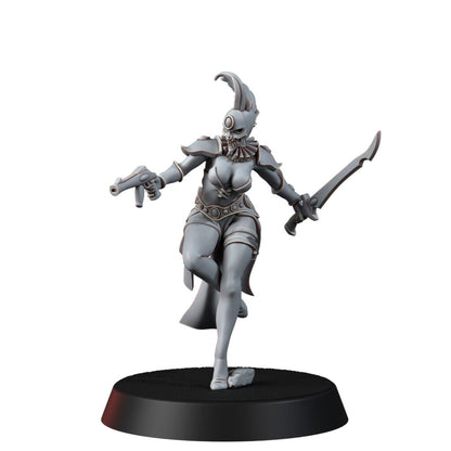 Eldar Harlequin Squad, proxy miniature, 28mm heroic scale unpainted resin, view 7
