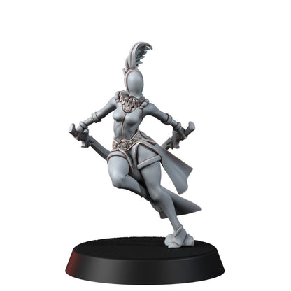 Eldar Harlequin Squad, proxy miniature, 28mm heroic scale unpainted resin, view 8