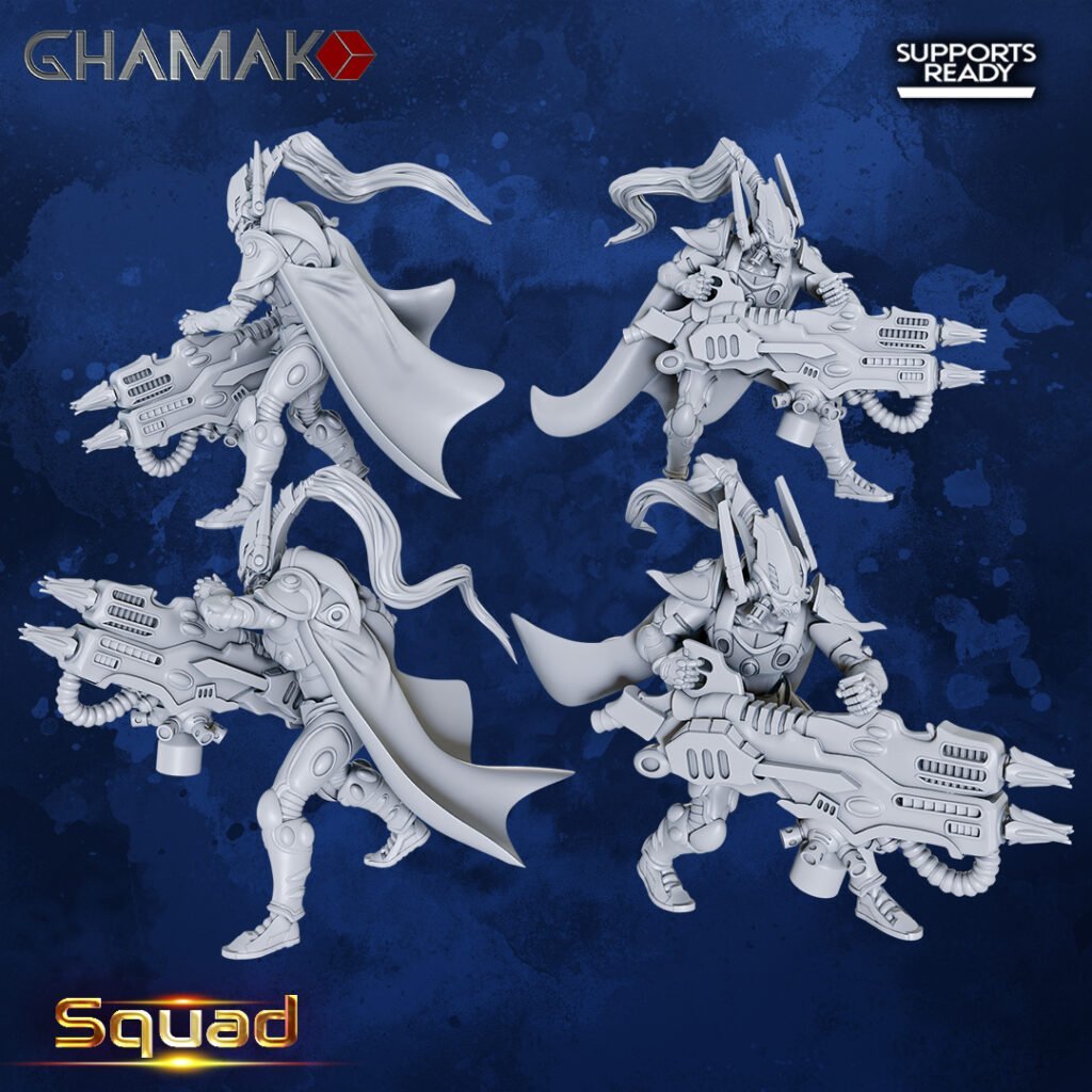 Eldar Reaper Squad, proxy miniature, 28mm heroic scale unpainted resin