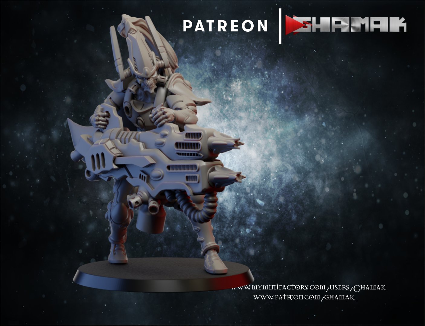 Eldar Reaper Squad, proxy miniature, 28mm heroic scale unpainted resin, view 2