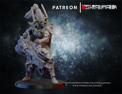 Eldar Reaper Squad, proxy miniature, 28mm heroic scale unpainted resin, view 3