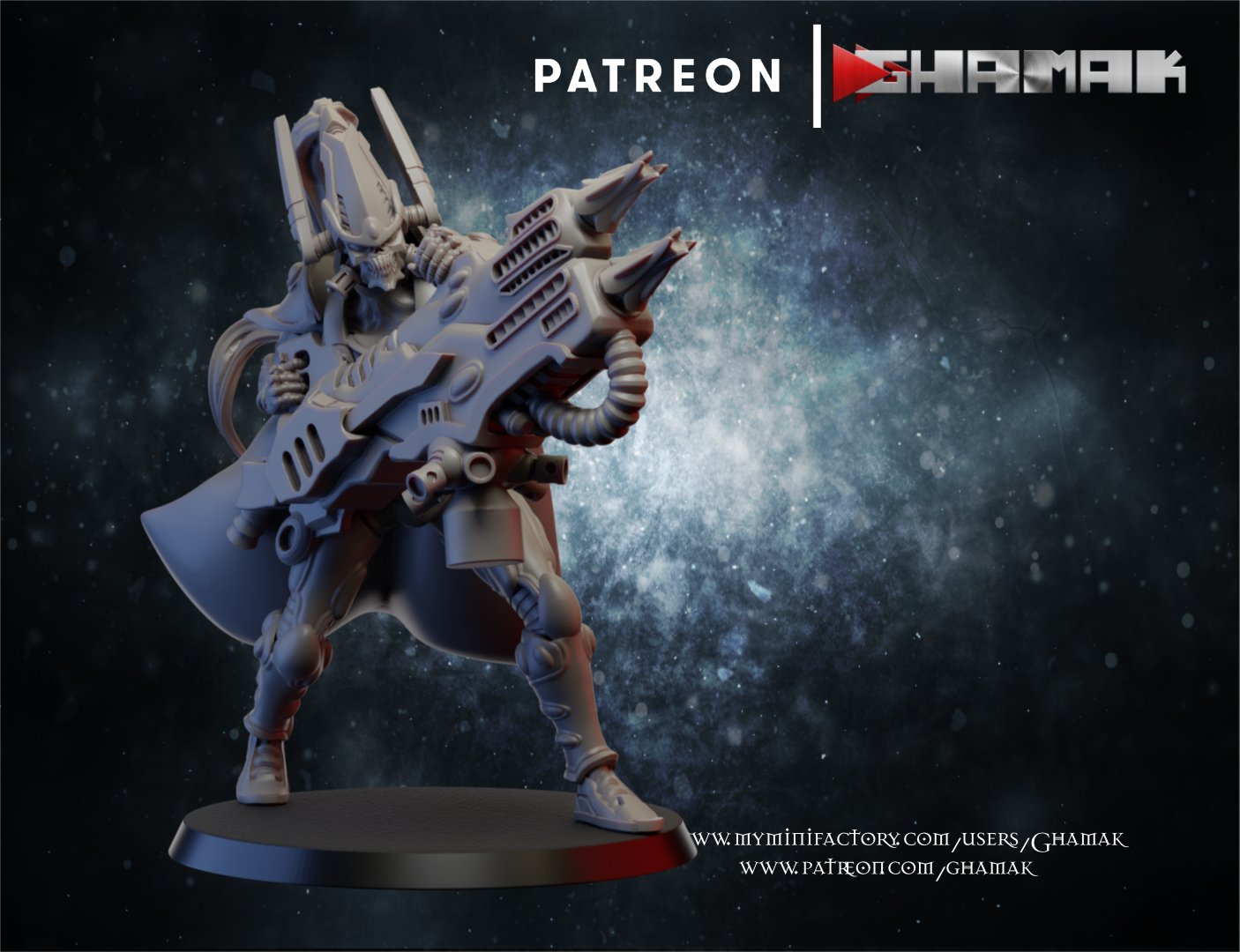 Eldar Reaper Squad, proxy miniature, 28mm heroic scale unpainted resin, view 5