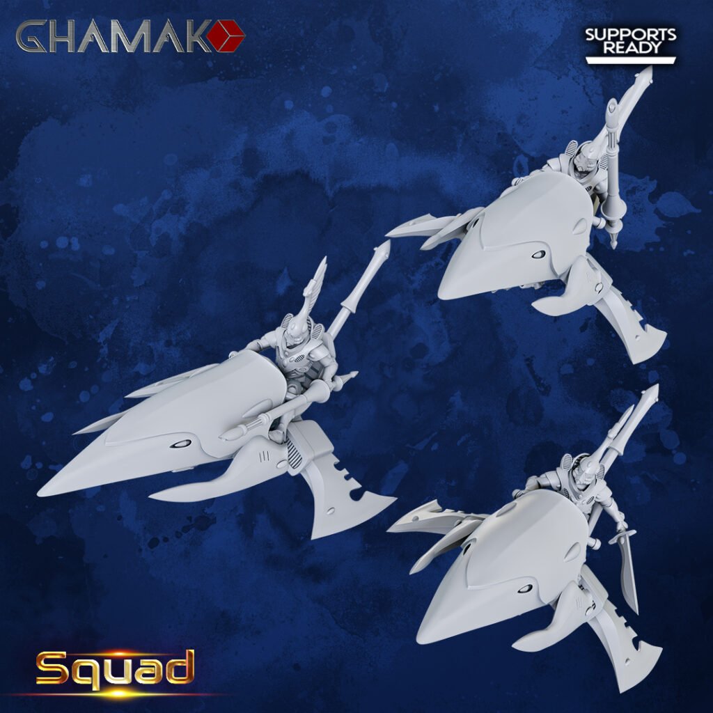 Eldar Rider Squadron, proxy miniature, 28mm heroic scale unpainted resin, view 2