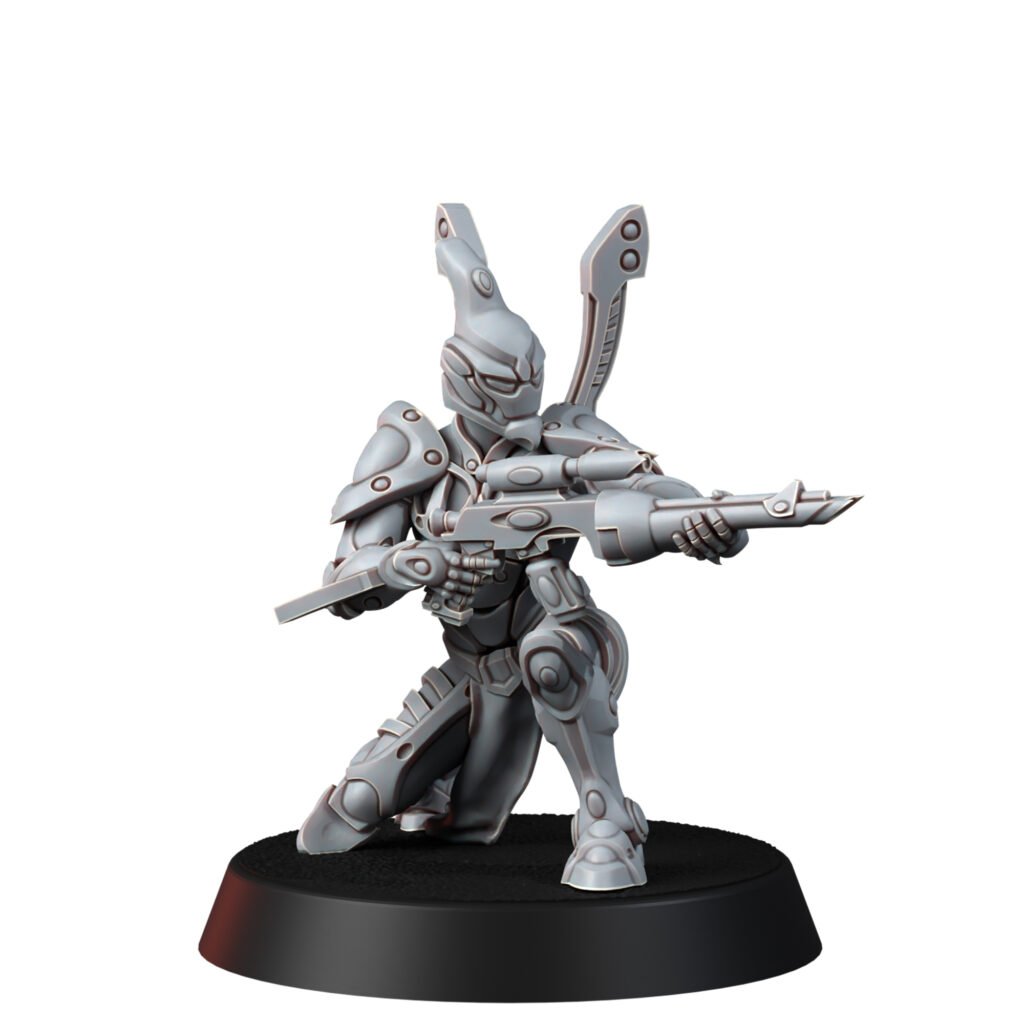 Eldar Space Elf Guardians Squad, proxy miniature, 28mm heroic scale unpainted resin, view 2