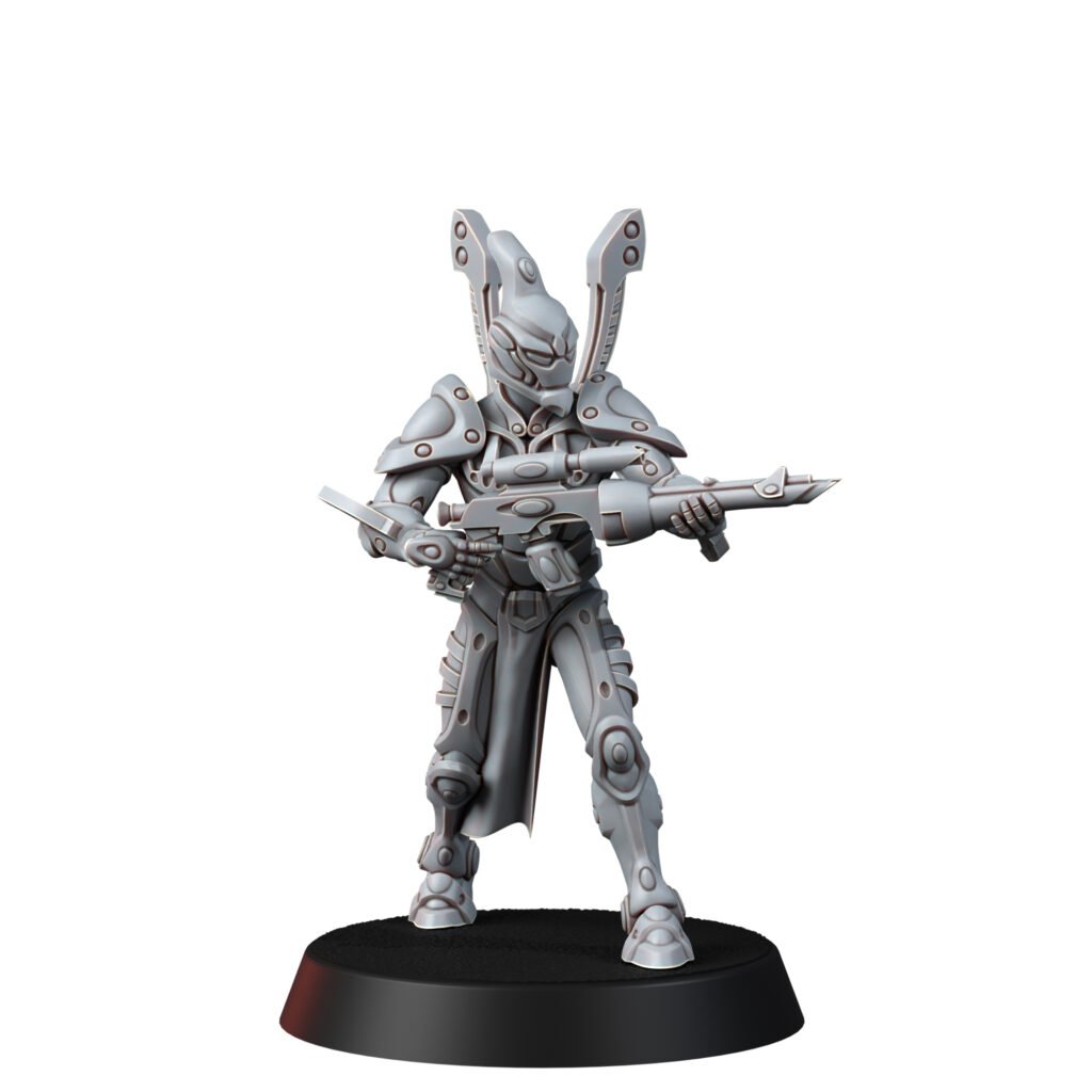 Eldar Space Elf Guardians Squad, proxy miniature, 28mm heroic scale unpainted resin, view 3