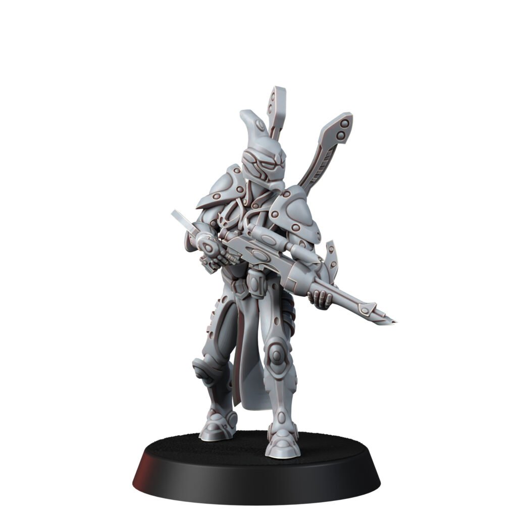 Eldar Space Elf Guardians Squad, proxy miniature, 28mm heroic scale unpainted resin, view 4