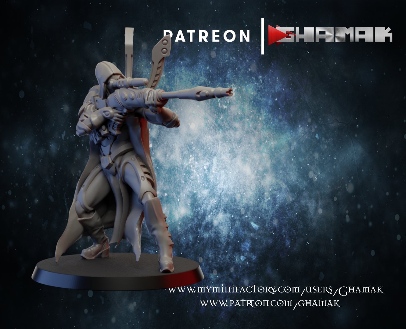 Eldar Space Elf Scout Larethian, proxy miniature, 28mm heroic scale unpainted resin, view 2