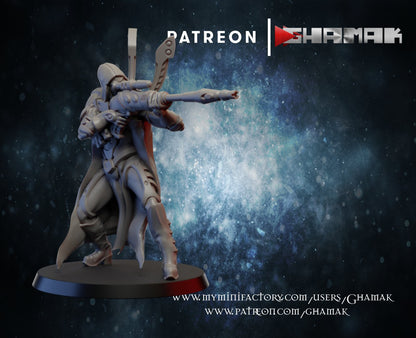 Eldar Space Elf Scout Larethian, proxy miniature, 28mm heroic scale unpainted resin, view 2