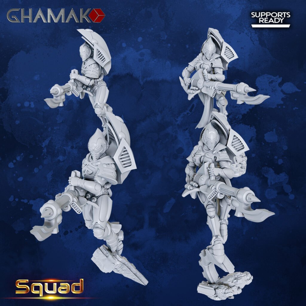 Eldar Spectre Squad, proxy miniature, 28mm heroic scale unpainted resin, view 2