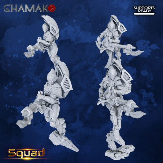 Eldar Spectre Squad, proxy miniature, 28mm heroic scale unpainted resin, view 2