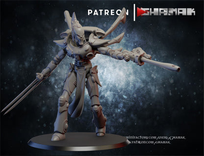 Eldar Wraith Knight, proxy miniature, 28mm heroic scale unpainted resin, view 2