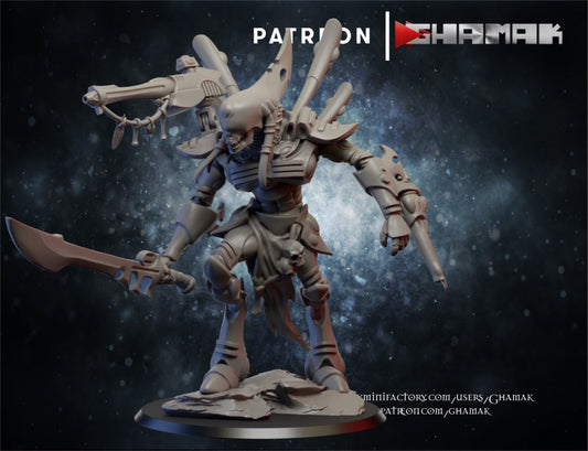 Eldar Wraith Lord, proxy miniature, character, 28mm heroic scale unpainted resin, view 2