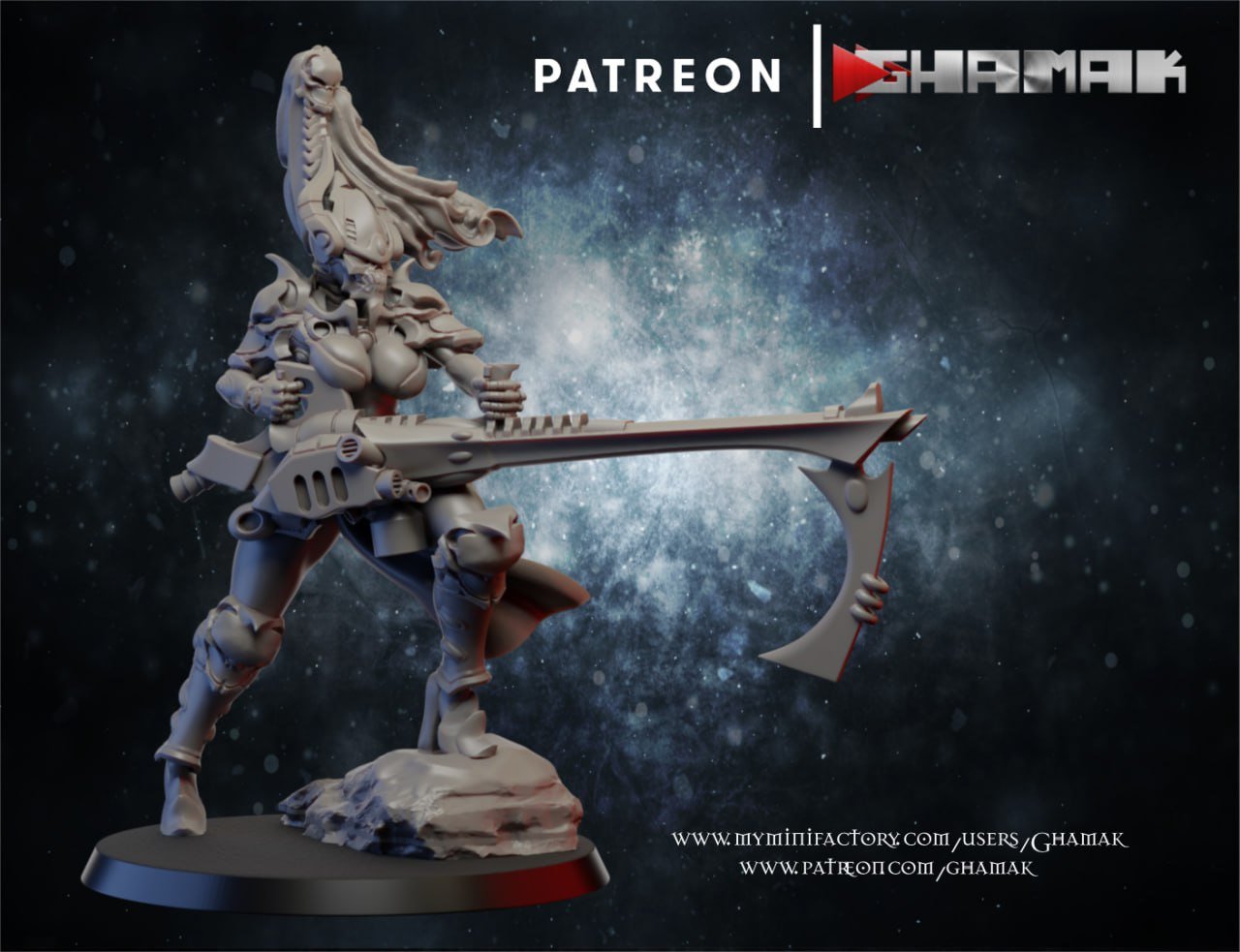 Eldar Wraith Mauganfa, proxy miniature, 28mm heroic scale unpainted resin, view 2