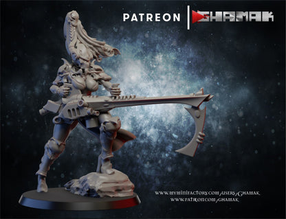 Eldar Wraith Mauganfa, proxy miniature, 28mm heroic scale unpainted resin, view 2