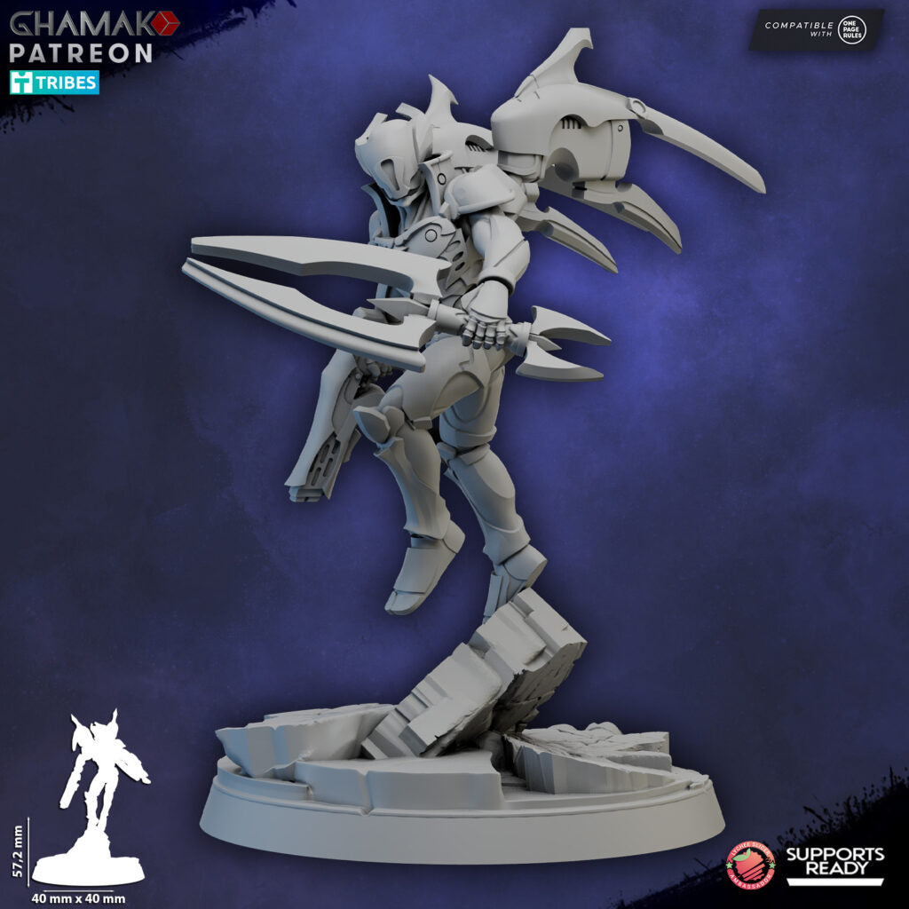 Eldar Deymar Quor Warden Of The Pulse, proxy miniature, character, 28mm heroic scale unpainted resin, view 2