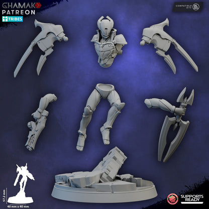 Eldar Deymar Quor Warden Of The Pulse, proxy miniature, character, 28mm heroic scale unpainted resin, view 3