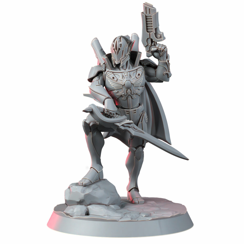 Eldar Kaethyr Len Keeper Of The Spiral Blade, proxy miniature, infantry, 28mm heroic scale unpainted resin