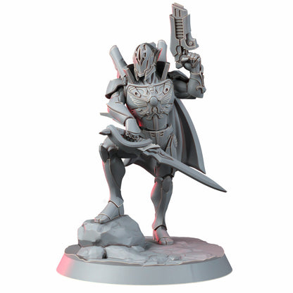 Eldar Kaethyr Len Keeper Of The Spiral Blade, proxy miniature, infantry, 28mm heroic scale unpainted resin