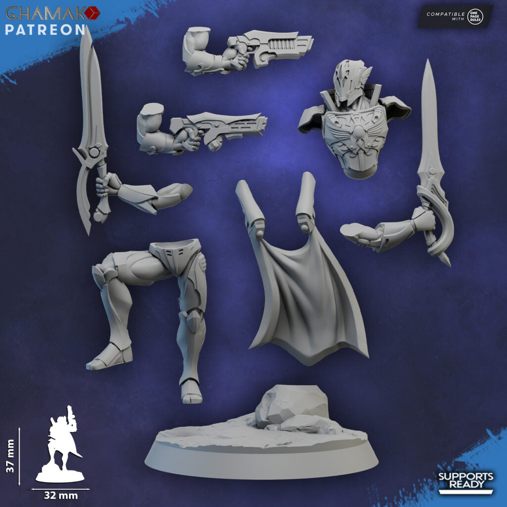 Eldar Kaethyr Len Keeper Of The Spiral Blade, proxy miniature, infantry, 28mm heroic scale unpainted resin, view 2