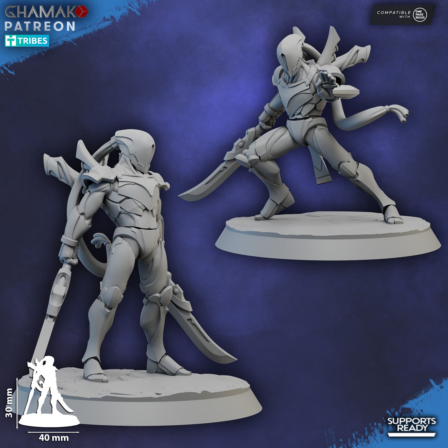 Eldar Lethr Kai Echo Of The Blade, proxy miniature, character, 28mm heroic scale unpainted resin, view 3