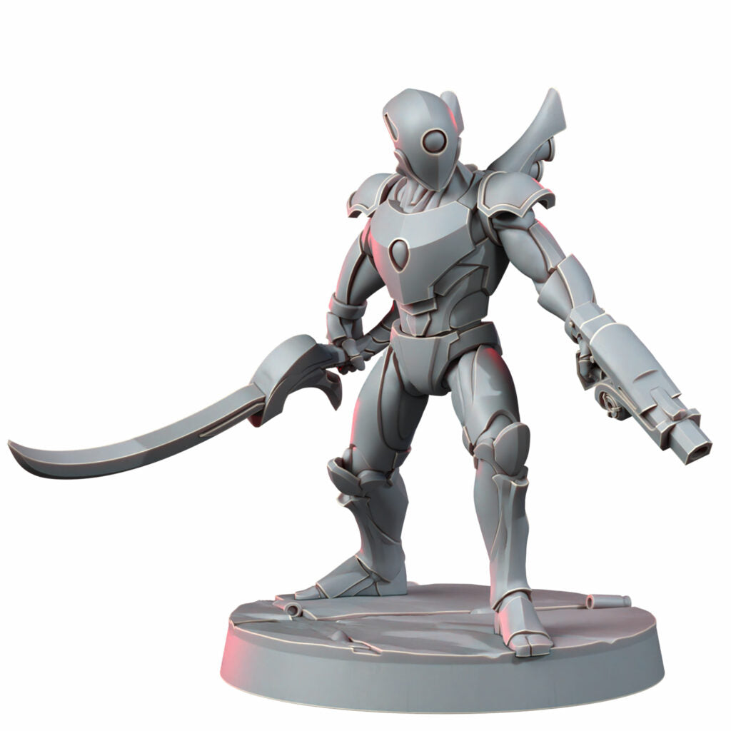 Eldar Naveyr Clades, proxy miniature, 28mm heroic scale unpainted resin, view 3