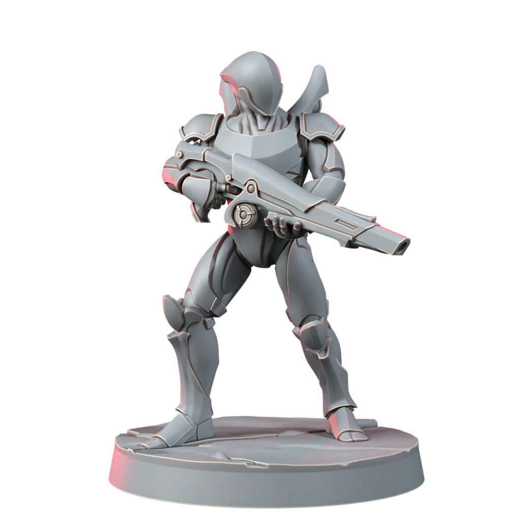 Eldar Naveyr Clades, proxy miniature, 28mm heroic scale unpainted resin, view 4