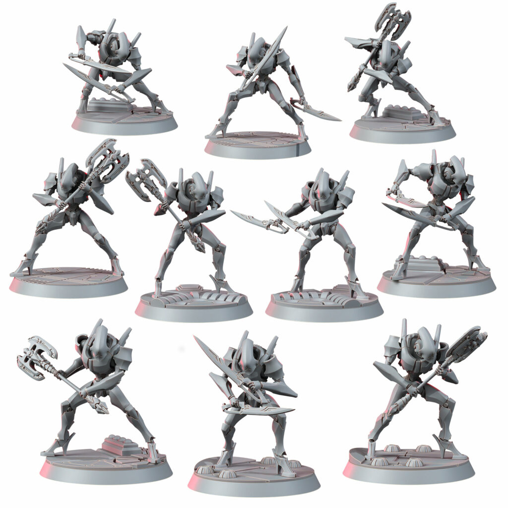 Eldar Shard Wardens With Blades, proxy miniature, 28mm heroic scale unpainted resin